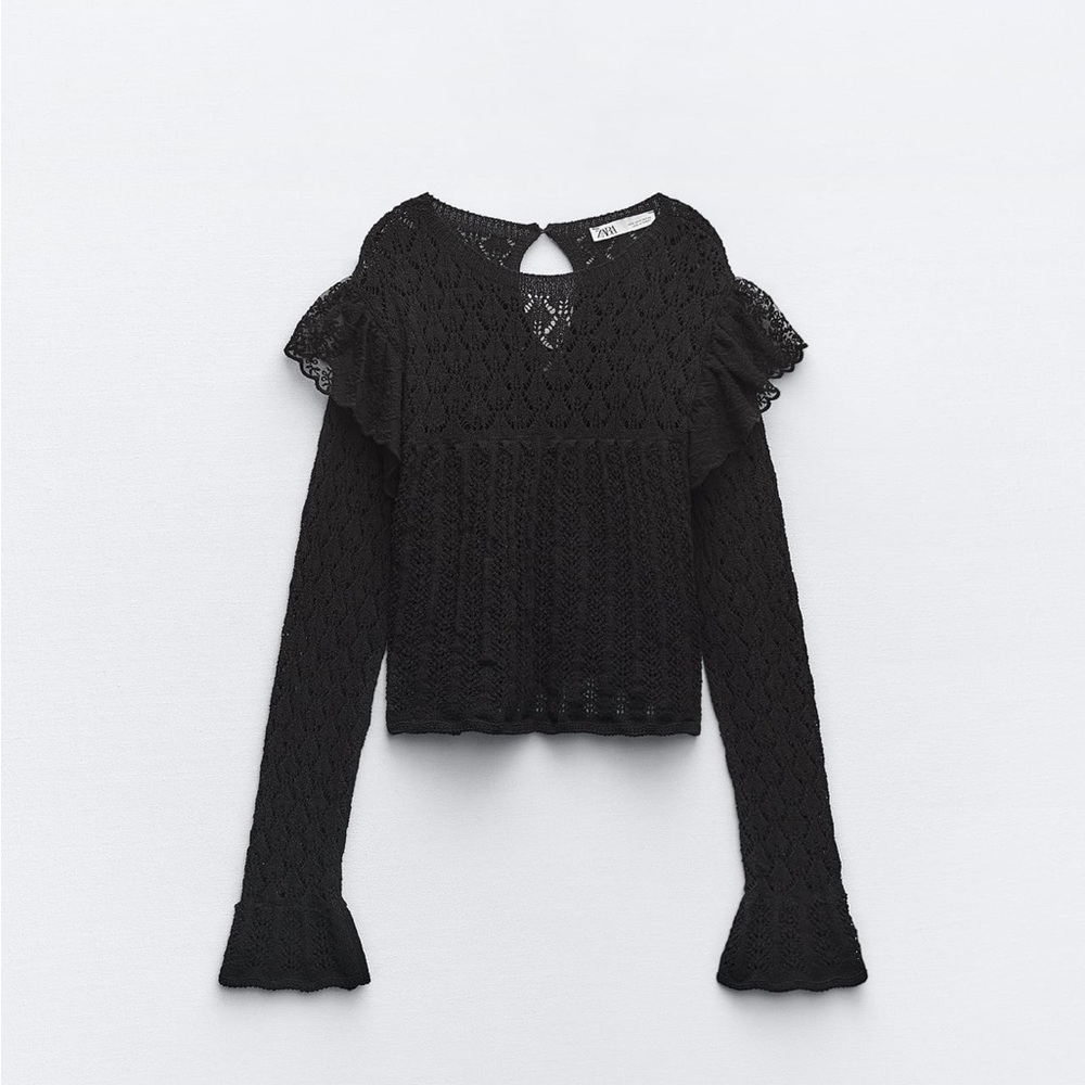 Zara pointelle knit top